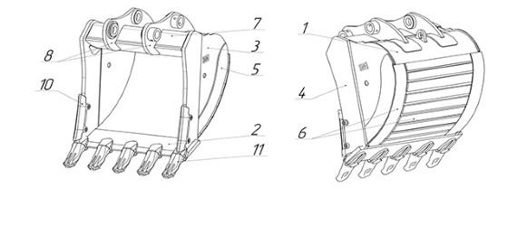 Схема ковша экскаватора
